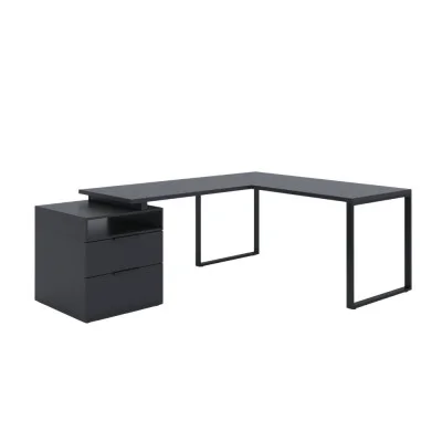 Computer desk corner LOFT, Black onyx / Anthracite